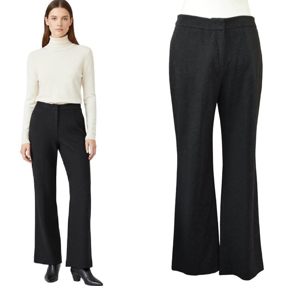 MAGASCHONI High Waist Wide Leg Pants Black Size 10 Soft Wool Blend Career